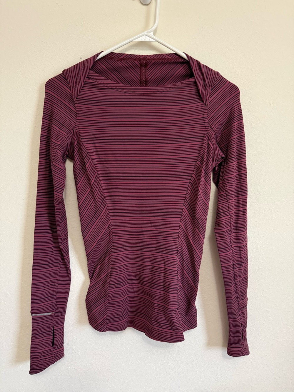 Lululemon Striped Long-Sleeve Performance Top in Plum
